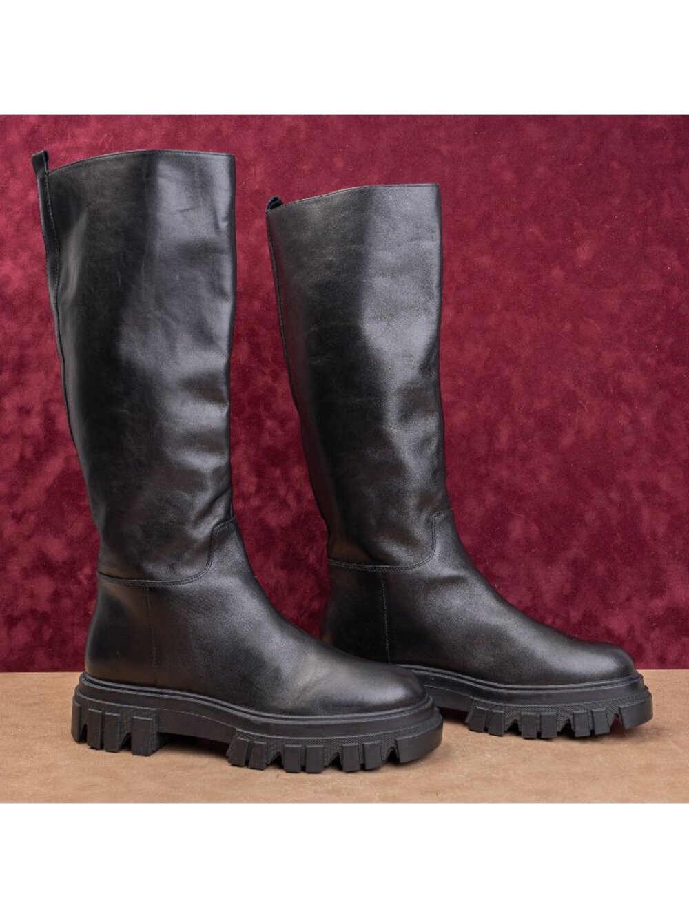 Marc Fisher Women Wide Calf Black Leather Platform Festival Party Boots sz 11